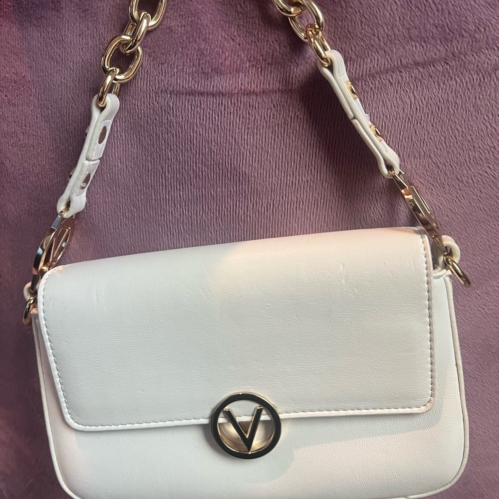 Valentino White Leather Chain Shoulder Bag